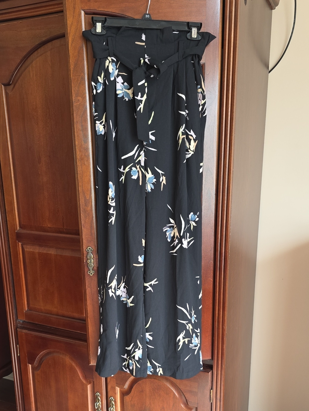 a new day Floral Paperbag Waist Wide Leg Pants XS